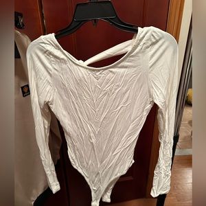 white/cream tie up body suit